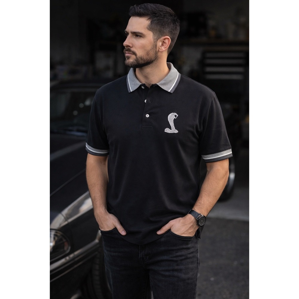 Ford Motor Company Classics‎ Shelby Cobra Polo Shirt Mens XL Black Cotton